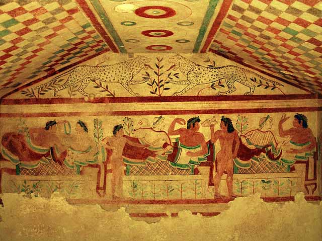 tomba dei leopardi tarquinia affreschi